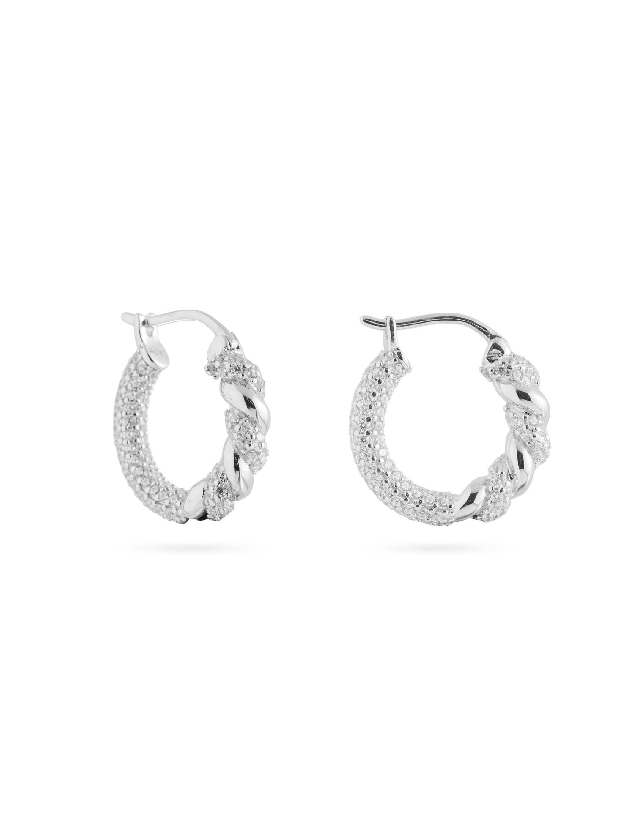 Twist Radiance Mini Hoop Earrings-Silver gembea jewelry