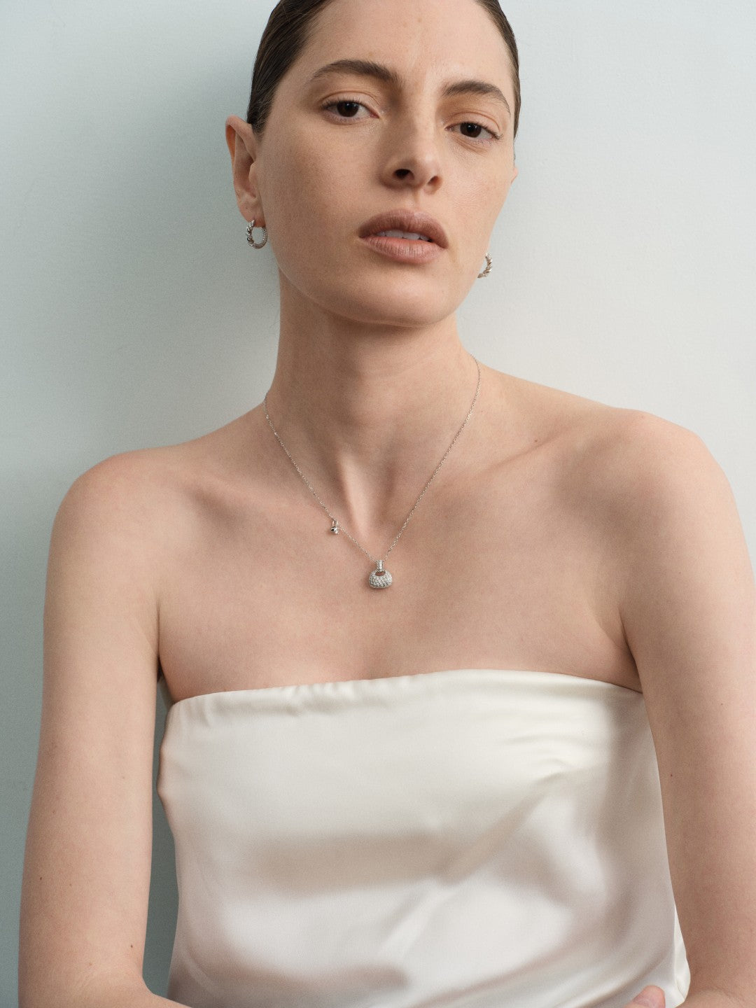 Twist Radiance Mini Hoop Earrings-Silver gembea jewelry