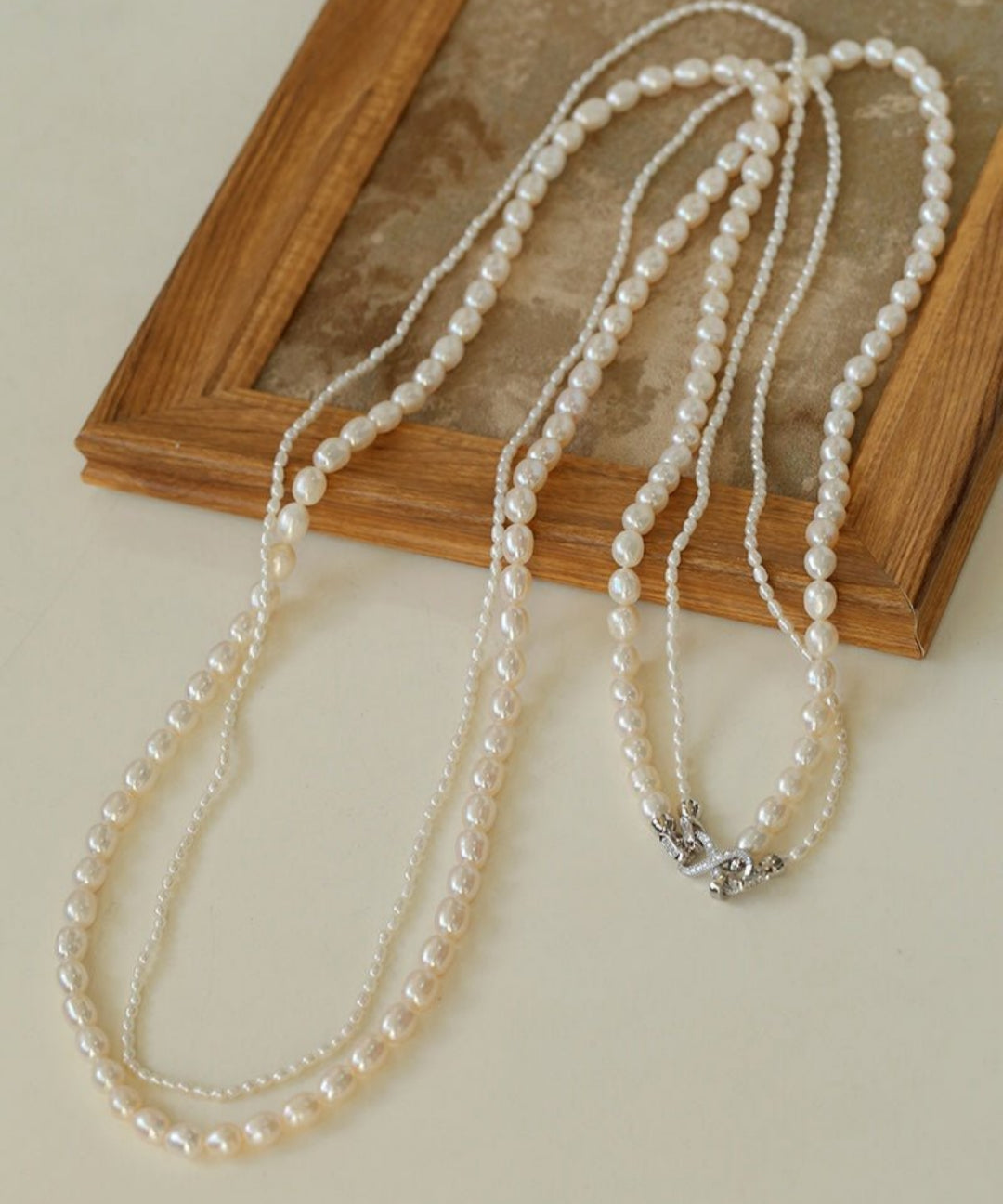 Two-layer Large Small Pearl Long Necklaces gembea jewelry