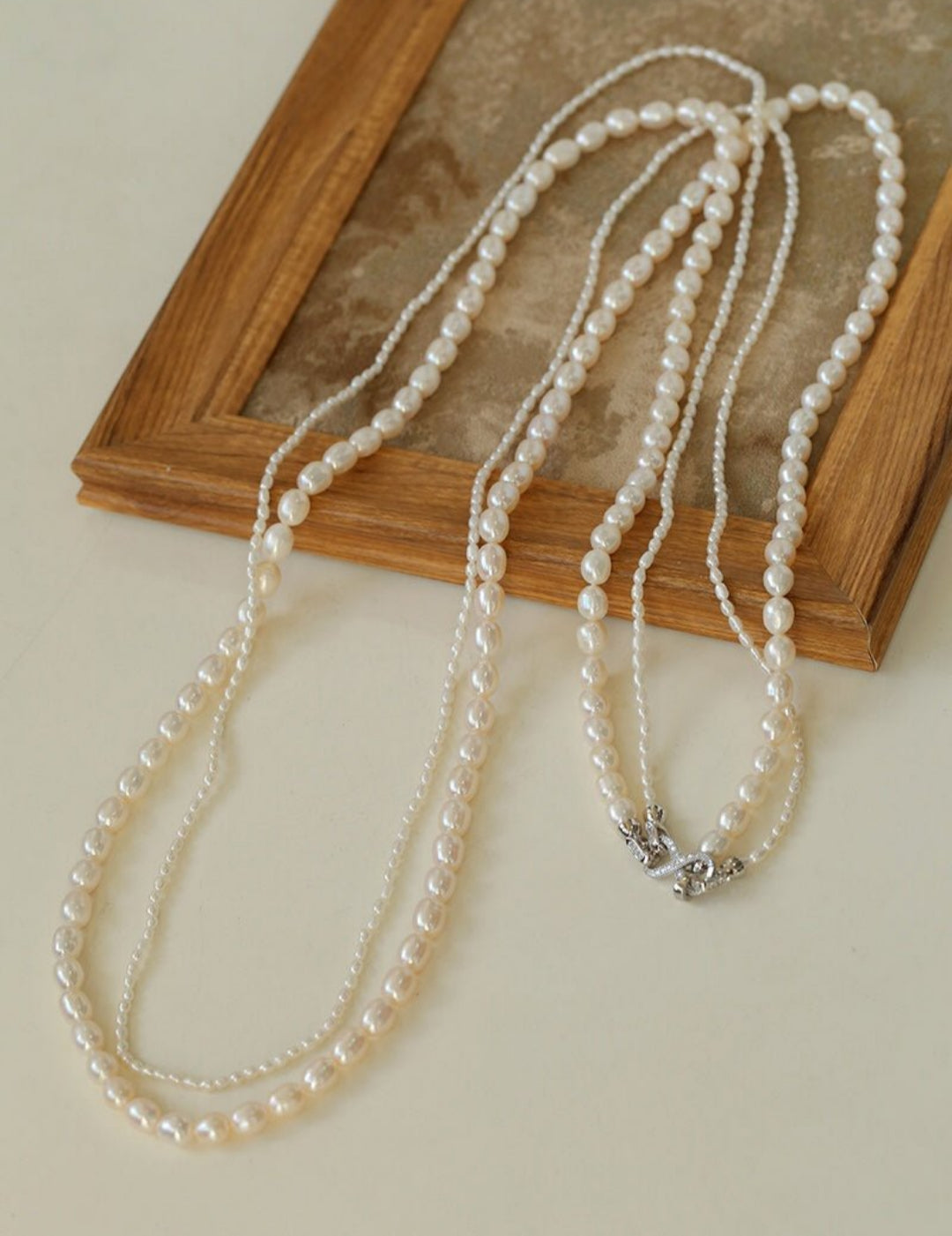 Two-layer Large Small Pearl Long Necklaces gembea jewelry