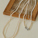 Two-layer Large Small Pearl Long Necklaces gembea jewelry