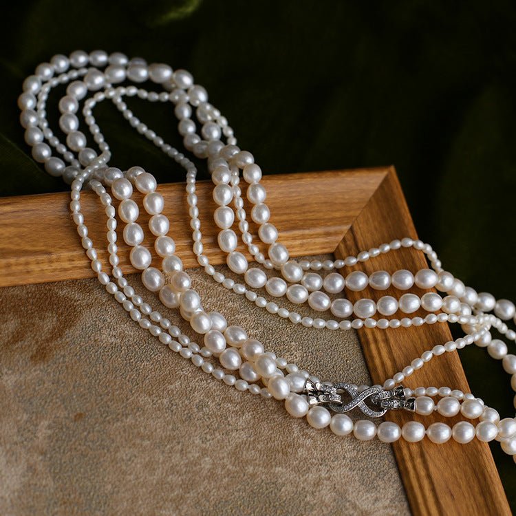 Two-layer Large Small Pearl Long Necklaces gembea jewelry