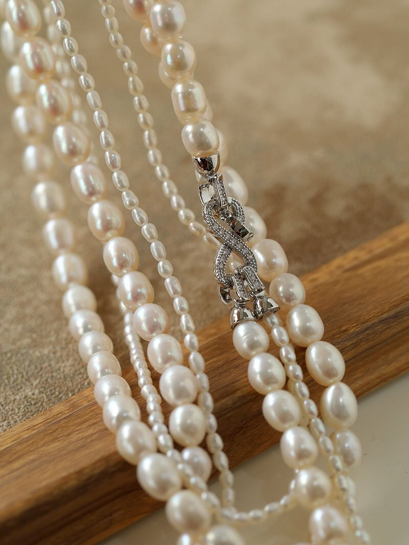 Two-layer Large Small Pearl Long Necklaces gembea jewelry