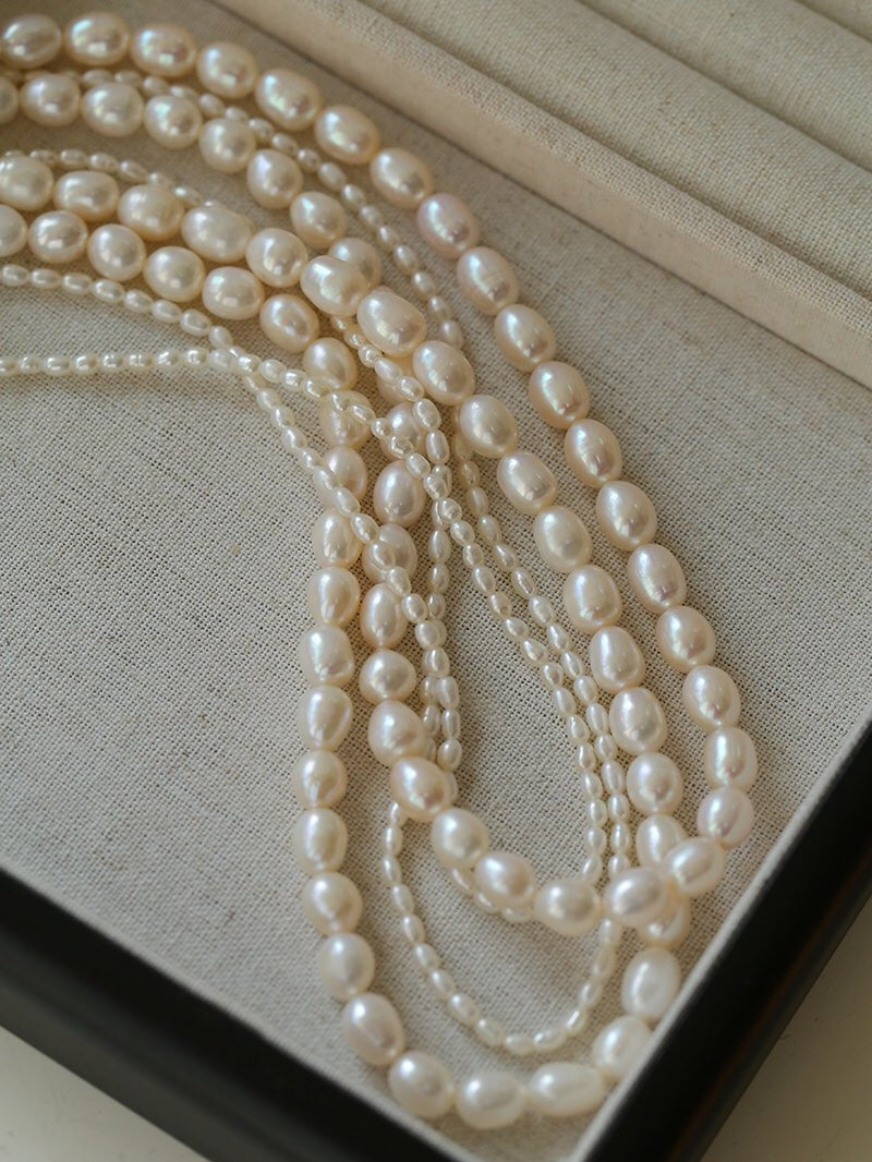Two-layer Large Small Pearl Long Necklaces gembea jewelry
