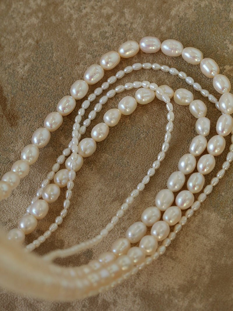 Two-layer Large Small Pearl Long Necklaces gembea jewelry