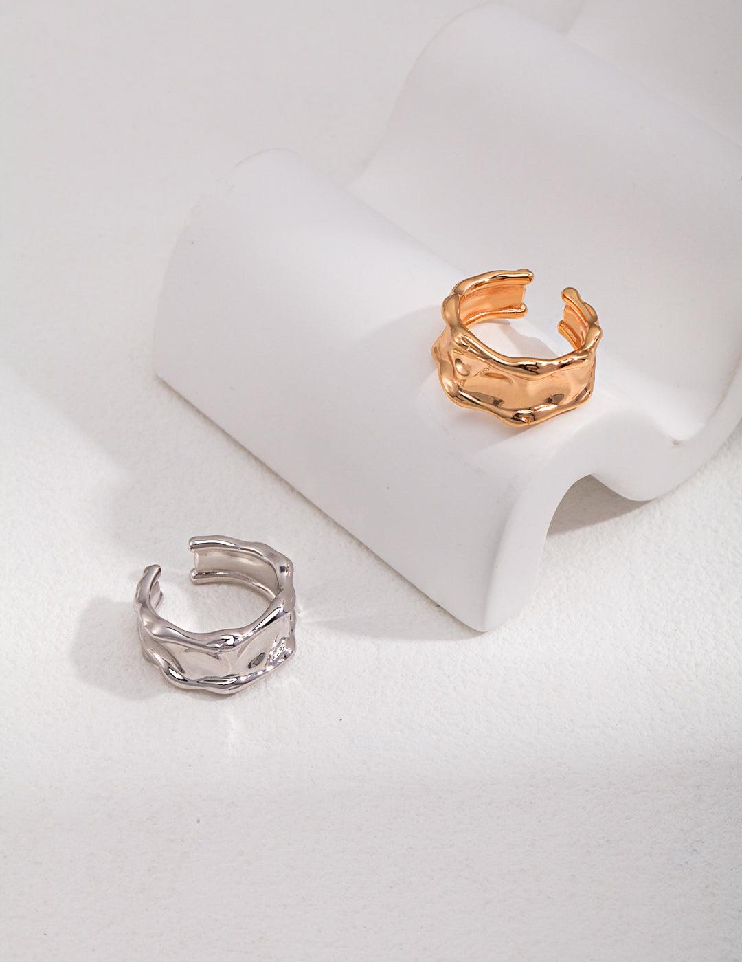 Undulating Irregular Wide Face 925 Sterling Silver Ring - Gembea Jewelry