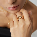 Undulating Irregular Wide Face Gold Silver Ring gembea jewelry