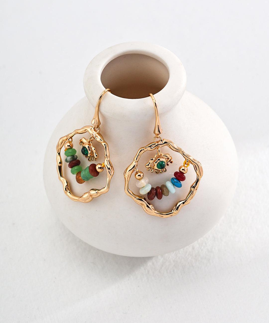 Vacation Dopamine Colored Stone Earrings - Gembea Jewelry