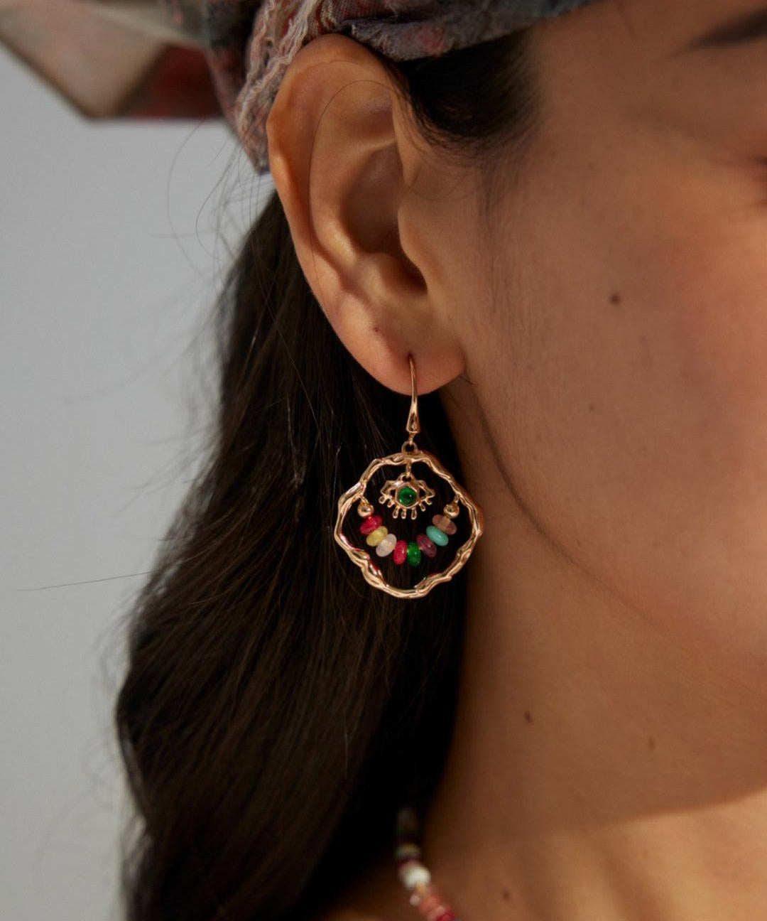 Vacation Dopamine Colored Stone Earrings - Gembea Jewelry
