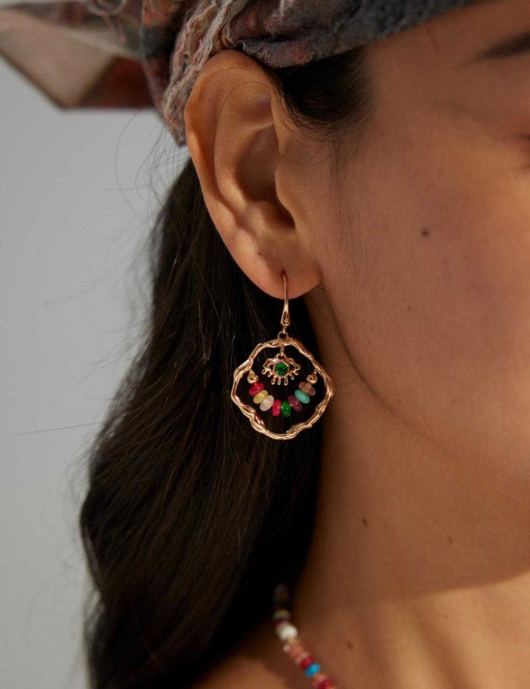 Vacation Dopamine Colored Stone Earrings - Gembea Jewelry
