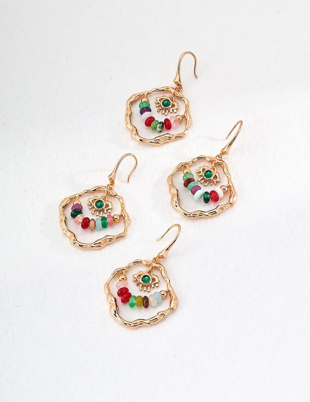 Vacation Dopamine Colored Stone Earrings - Gembea Jewelry