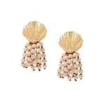 Vacation White Fossil Bead Tassel Earrings gembea jewelry