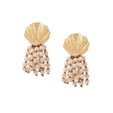 Vacation White Fossil Bead Tassel Earrings gembea jewelry