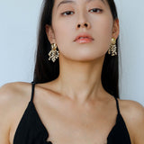 Vacation White Fossil Bead Tassel Earrings gembea jewelry