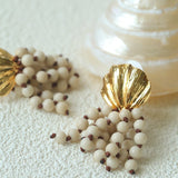 Vacation White Fossil Bead Tassel Earrings gembea jewelry