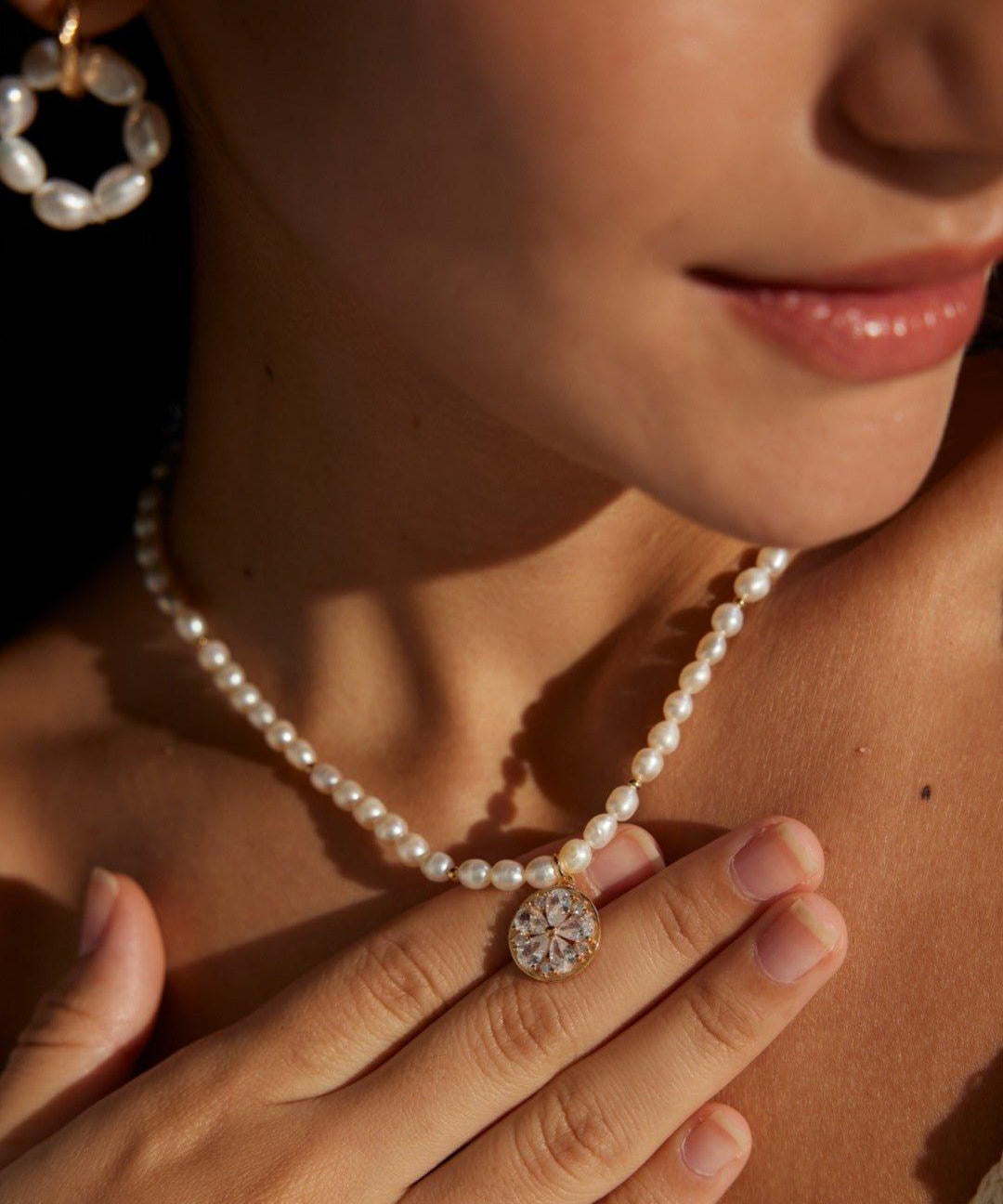 Vacation Style Zircon Pendant Pearls Necklaces - Gembea Jewelry