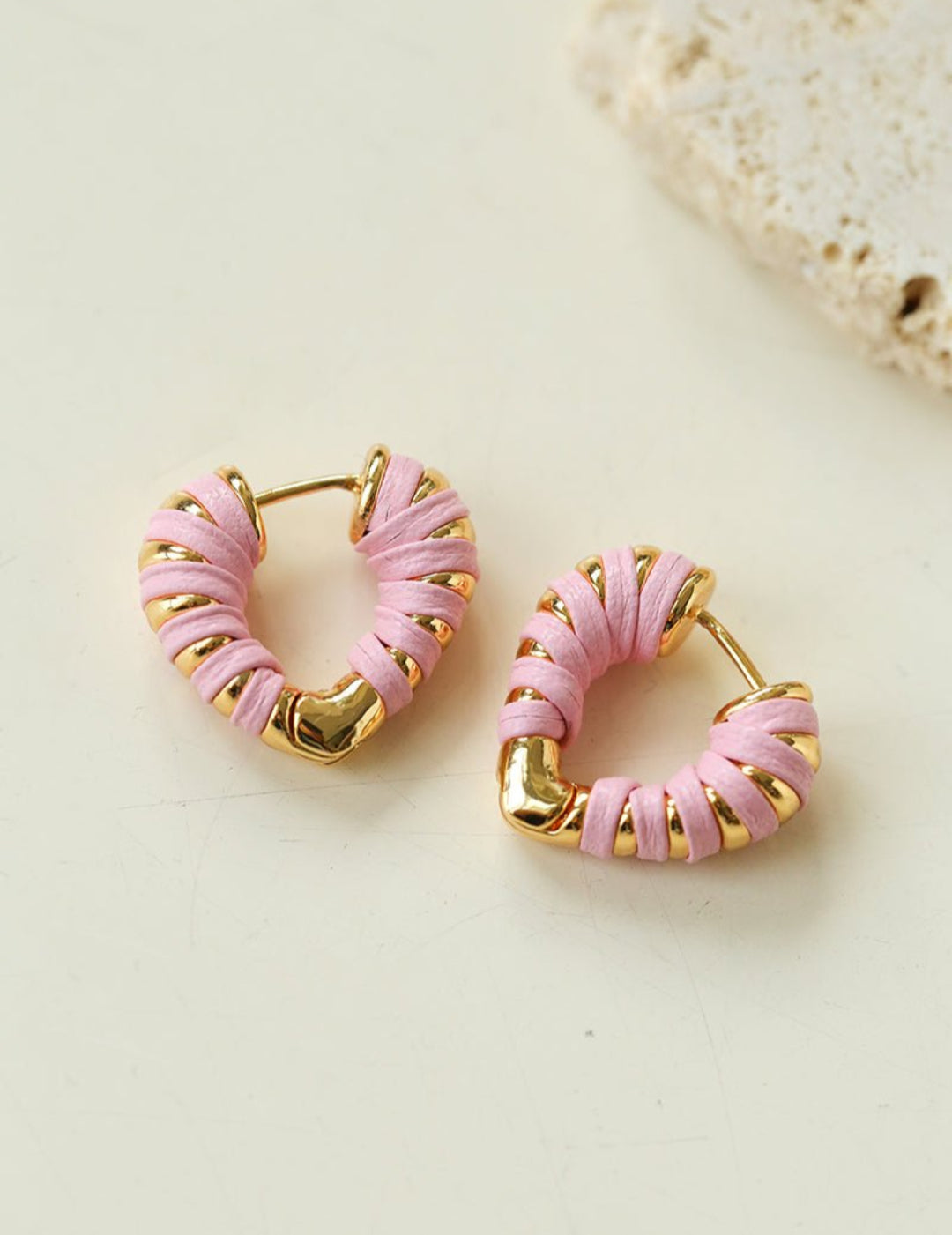 Valentine's Day Pink Woven Heart Earrings gembea jewelry
