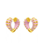 Valentine's Day Pink Woven Heart Earrings gembea jewelry