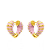 Valentine's Day Pink Woven Heart Earrings gembea jewelry