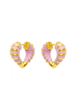 Valentine's Day Pink Woven Heart Earrings gembea jewelry