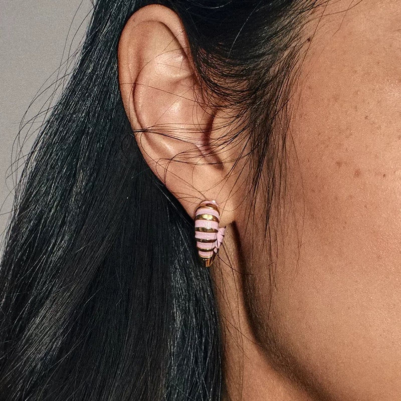 Valentine's Day Pink Woven Heart Earrings gembea jewelry