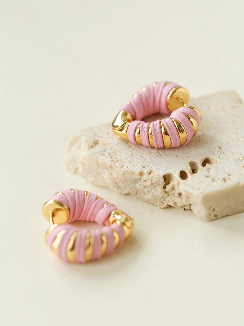 Valentine's Day Pink Woven Heart Earrings gembea jewelry