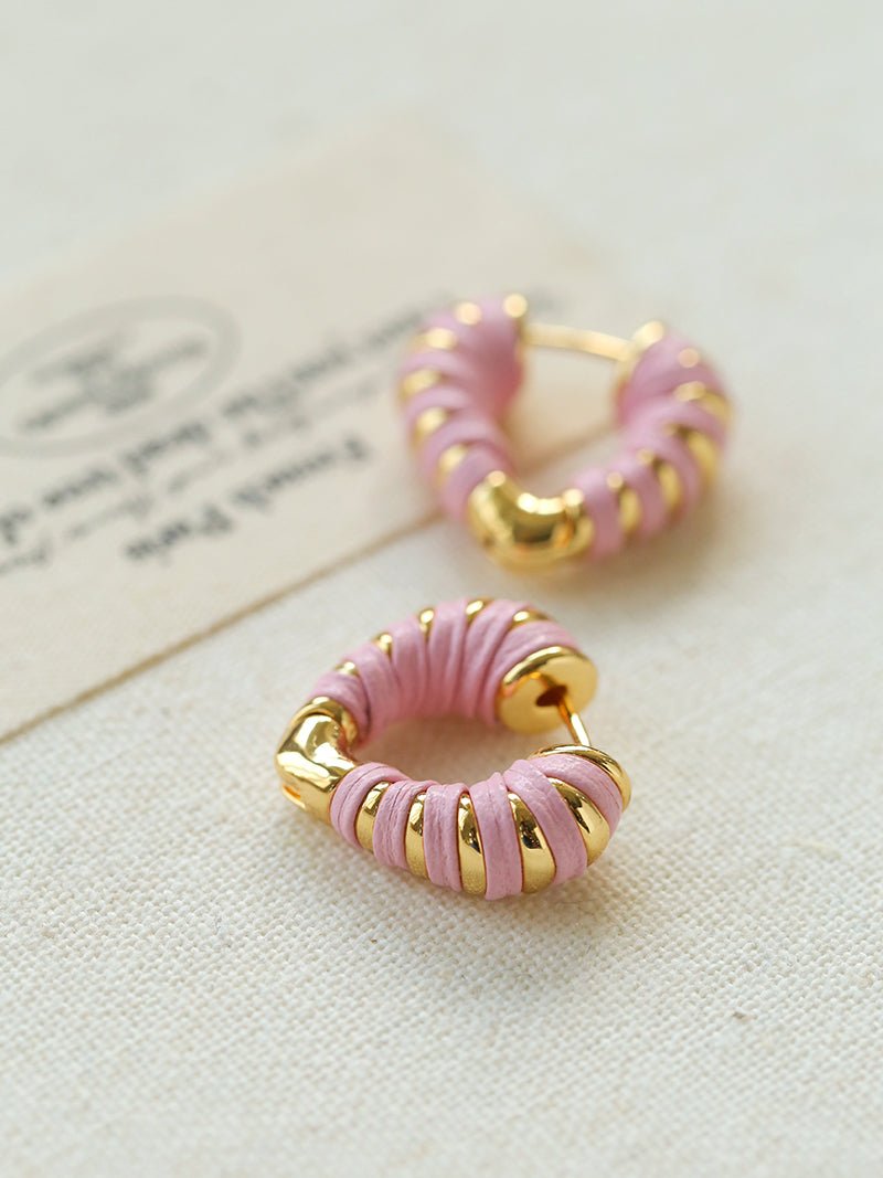 Valentine's Day Pink Woven Heart Earrings gembea jewelry