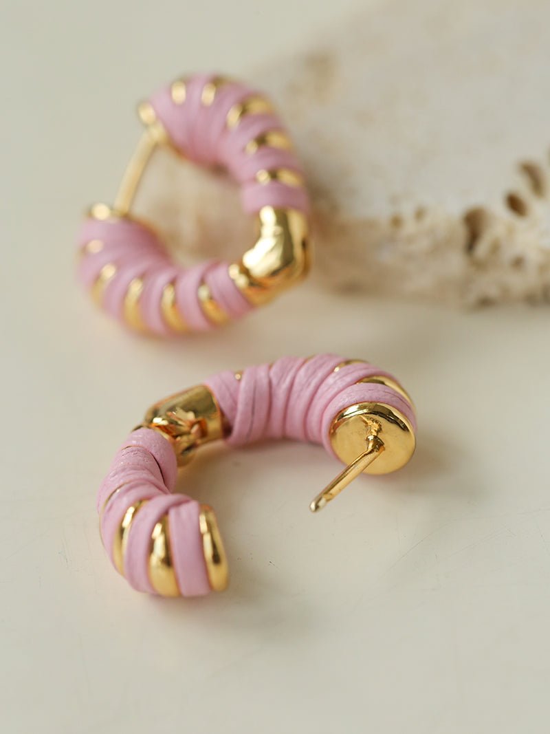 Valentine's Day Pink Woven Heart Earrings gembea jewelry