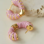Valentine's Day Pink Woven Heart Earrings gembea jewelry
