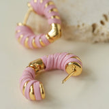 Valentine's Day Pink Woven Heart Earrings gembea jewelry