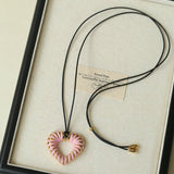Valentine's Day Pink Woven Heart Pendant Necklace gembea jewelry