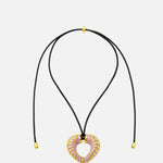 Valentine's Day Pink Woven Heart Pendant Necklace gembea jewelry