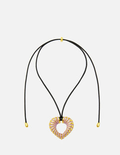 Valentine's Day Pink Woven Heart Pendant Necklace gembea jewelry