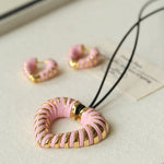 Valentine's Day Pink Woven Heart Pendant Necklace gembea jewelry