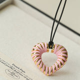Valentine's Day Pink Woven Heart Pendant Necklace gembea jewelry