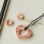 Valentine's Day Pink Woven Heart Pendant Necklace gembea jewelry