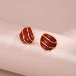Valentine's Day Red Drop Glaze Enamel Stud Earrings - Gembea Jewelry