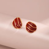 Valentine's Day Red Drop Glaze Enamel Stud Earrings - Gembea Jewelry