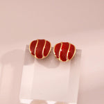 Valentine's Day Red Drop Glaze Enamel Stud Earrings - Gembea Jewelry