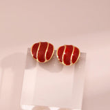 Valentine's Day Red Drop Glaze Enamel Stud Earrings - Gembea Jewelry