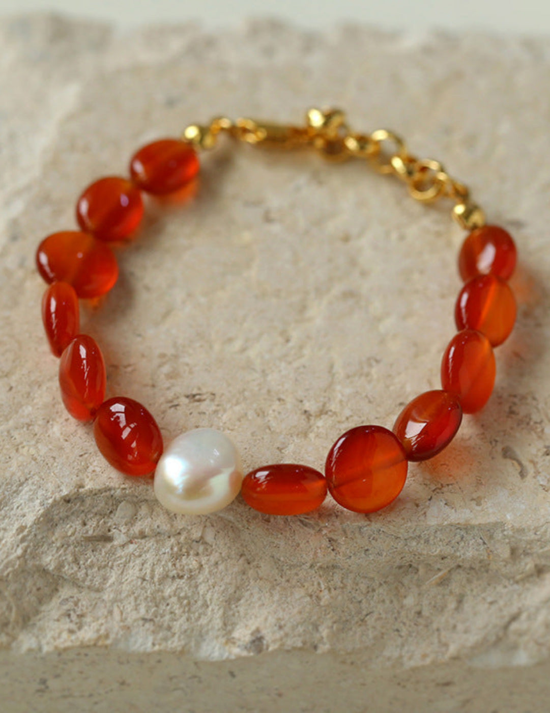 Vantage Red Agate Baroque Pearl Bracelet-Gembea Jewelry