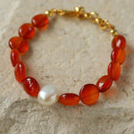 Vantage Red Agate Baroque Pearl Bracelet-Gembea Jewelry
