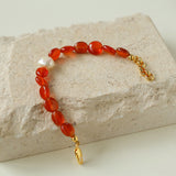 Vantage Red Agate Baroque Pearl Bracelet-Gembea Jewelry