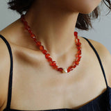 Vantage Red Agate Baroque Pearl Necklace-Gembea Jewelry