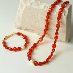 Vantage Red Agate Baroque Pearl Necklace-Gembea Jewelry