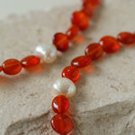 Vantage Red Agate Baroque Pearl Necklace-Gembea Jewelry