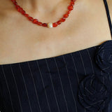 Vantage Red Agate Baroque Pearl Necklace-Gembea Jewelry