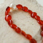 Vantage Red Agate Baroque Pearl Necklace-Gembea Jewelry
