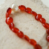 Vantage Red Agate Baroque Pearl Necklace-Gembea Jewelry