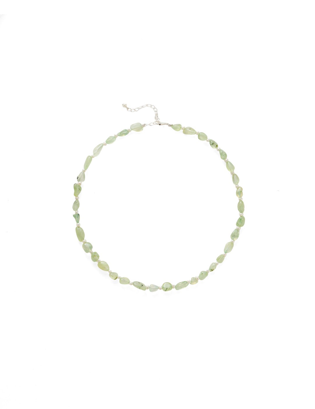 Verdant Flow Irregular Prehnite Pearl Necklace gembea jewelry